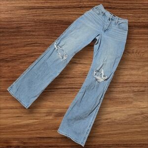 Hollister Light Wash Distressed Blue Ultra High-Rise Dad Jeans